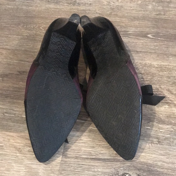 LIZ CLAIBORNE Purple and Black Two Tone Dress Pump w Ribbon Lace Front size 9.5 - Picture 9 of 11